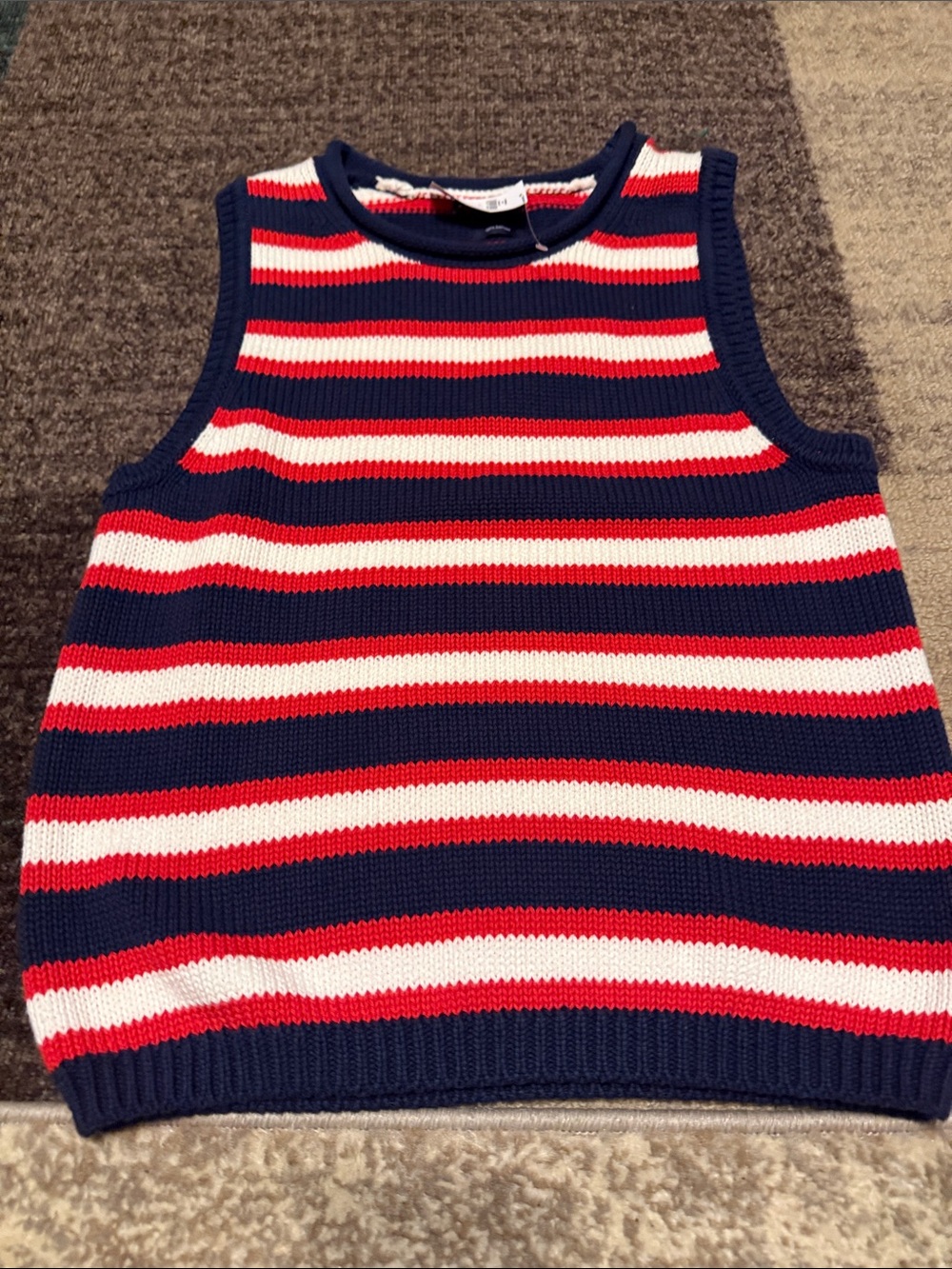 Gap  Striped Knit  Sweater Tank Top - Navy, Red & White
